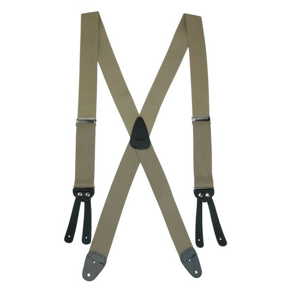 CTM Men's Elastic Basic X-Back Button-End Suspenders - Picture 1 of 3